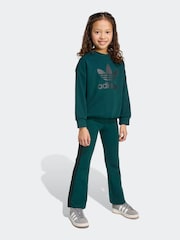 adidas Originals Green Loose Little Kids Sweatshirt and Flared Leggings Set - Image 1 of 10
