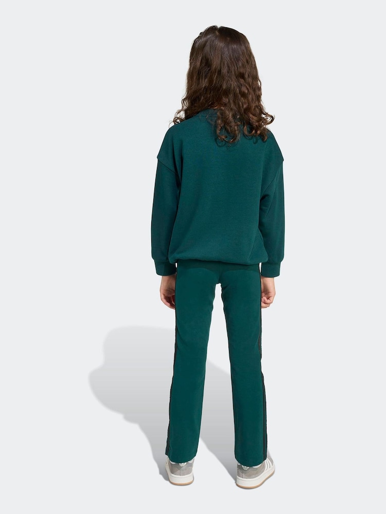 adidas Originals Green Loose Little Kids Sweatshirt and Flared Leggings Set - Image 2 of 10 adidas Originals Green Loose Little Kids Sweatshirt and Flared Leggings Set - Image 2 of 10