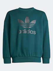 adidas Originals Green Loose Little Kids Sweatshirt and Flared Leggings Set - Image 9 of 10