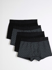 River Island Black Monogram Trunks 4 Pack - Image 1 of 5