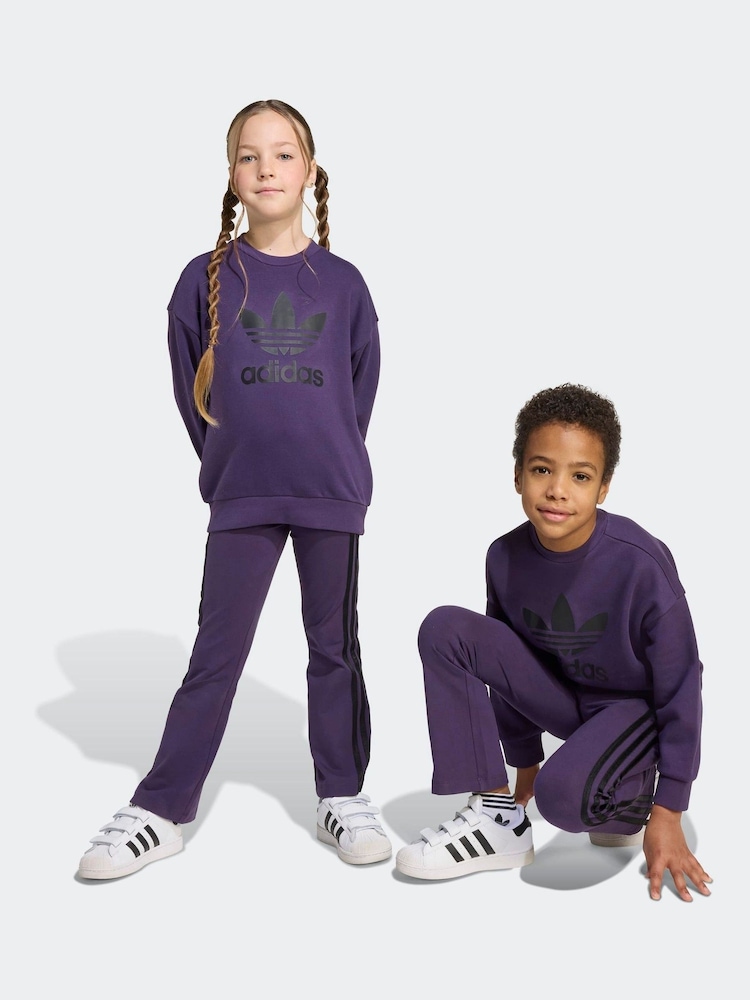 adidas Originals Purple Loose Little Kids Sweatshirt and Flared Leggings Set - Image 1 of 5 adidas Originals Purple Loose Little Kids Sweatshirt and Flared Leggings Set - Image 1 of 5