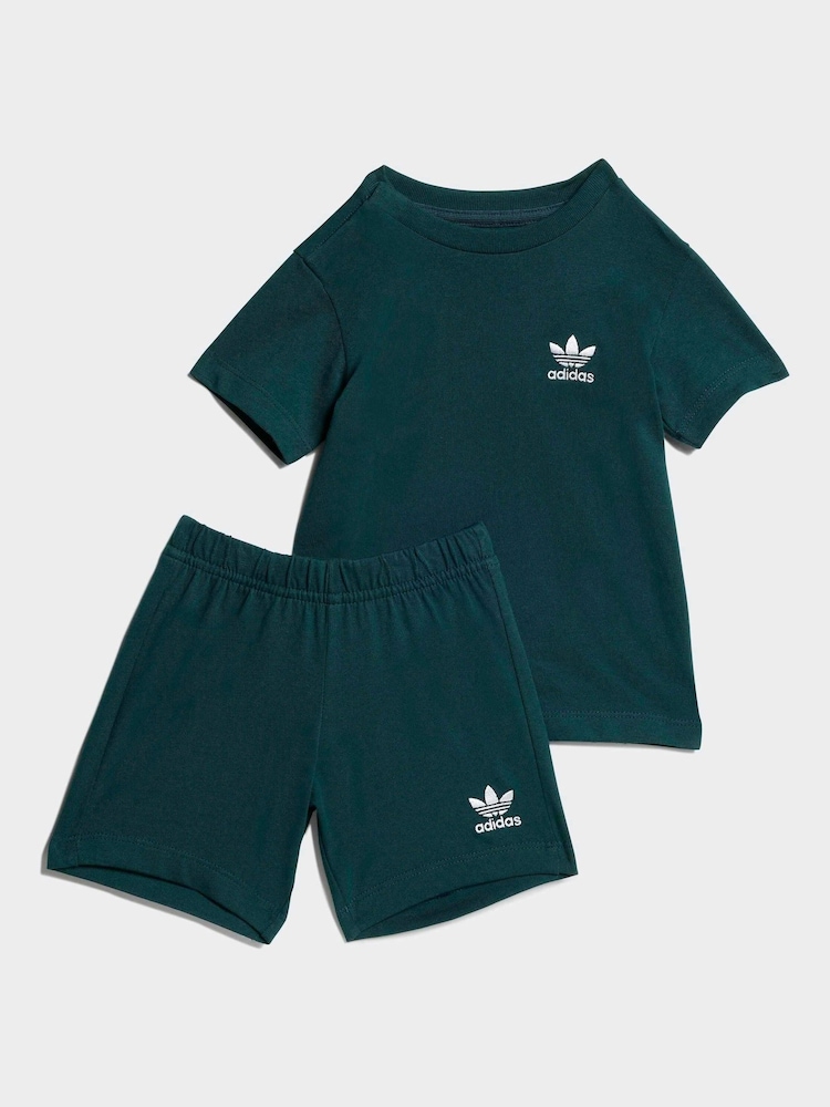 adidas Originals Green T-Shirt and Shorts Set Infant Kids - Image 1 of 7 adidas Originals Green T-Shirt and Shorts Set Infant Kids - Image 1 of 7
