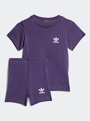 adidas Originals Purple Infant Kids T-Shirt and Cycling Shorts Set - Image 1 of 6