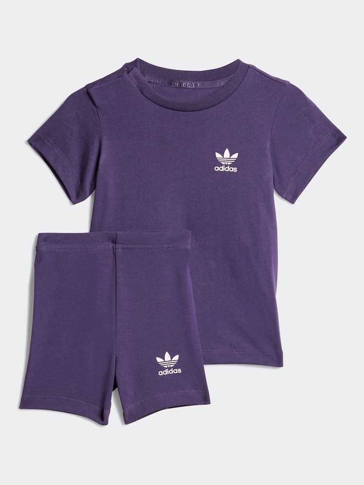 adidas Originals Purple Infant Kids T-Shirt and Cycling Shorts Set - Image 1 of 6 adidas Originals Purple Infant Kids T-Shirt and Cycling Shorts Set - Image 1 of 6