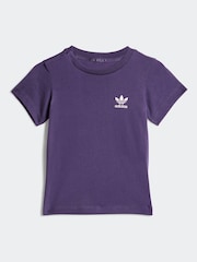 adidas Originals Purple Infant Kids T-Shirt and Cycling Shorts Set - Image 2 of 6
