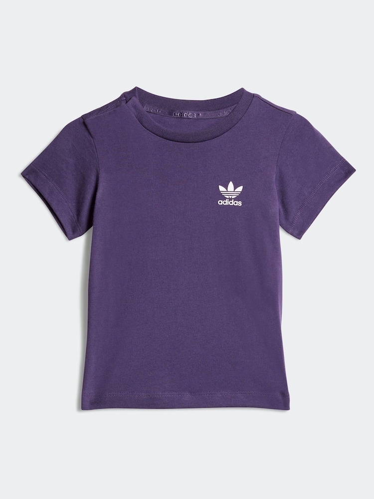 adidas Originals Purple Infant Kids T-Shirt and Cycling Shorts Set - Image 2 of 6 adidas Originals Purple Infant Kids T-Shirt and Cycling Shorts Set - Image 2 of 6