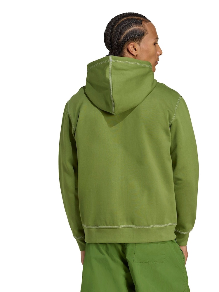 adidas Originals Green Essentials Fleece Zip Hoodie - Image 2 of 6 adidas Originals Green Essentials Fleece Zip Hoodie - Image 2 of 6