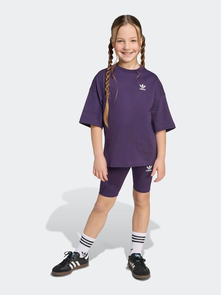 adidas Originals Purple Little Kids T-Shirt and Cycling Shorts Set - Image 1 of 8 adidas Originals Purple Little Kids T-Shirt and Cycling Shorts Set - Image 1 of 8