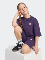 adidas Originals Purple Little Kids T-Shirt and Cycling Shorts Set - Image 3 of 8