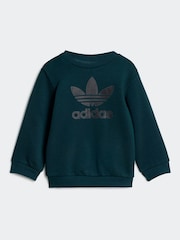 adidas originals Green Trefoil Infant Kids Sweatshirt and Joggers Set - Image 2 of 7