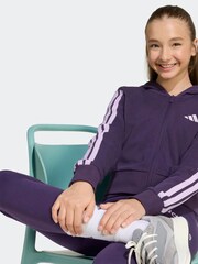 adidas Purple Essentials 3-Stripes Crop Zip Kids Hoodie - Image 5 of 6