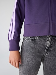adidas Purple Essentials 3-Stripes Crop Zip Kids Hoodie - Image 7 of 8