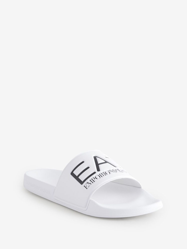 EA7 Emporio Armani Logo White Sliders - Image 2 of 4