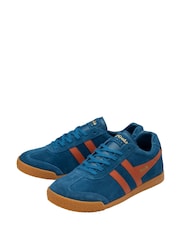 Gola Blue Mens Harrier Suede Lace-Up Trainers - Image 2 of 4
