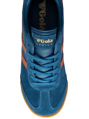 Gola Blue Mens Harrier Suede Lace-Up Trainers - Image 4 of 4