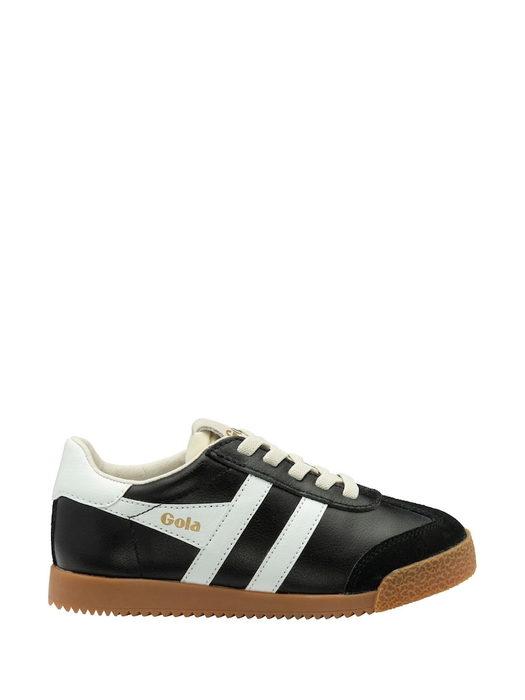 Gola Black Kids Elan Leather Lace-Up Trainers - Image 1 of 4