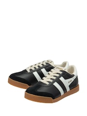Gola Black Kids Elan Leather Lace-Up Trainers - Image 2 of 4