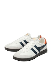 Gola White Mens Cyclone Leather Lace-Up Trainers - Image 2 of 4