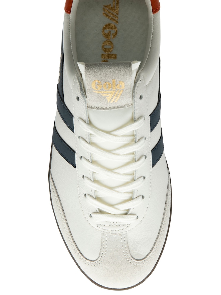 Gola White Mens Cyclone Leather Lace-Up Trainers - Image 4 of 4