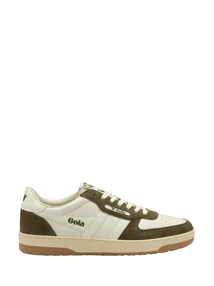 Gola White Mens Hawk 89 Leather Lace-Up Trainers - Image 1 of 4