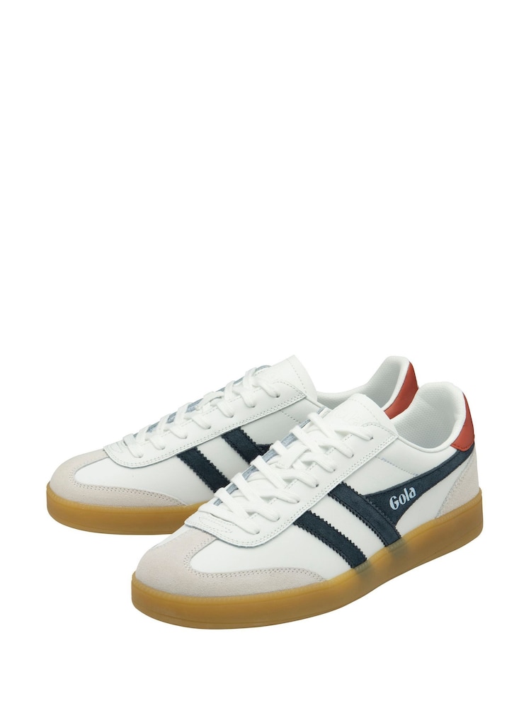 Gola White Mens Viper Leather Lace-Up Trainers - Image 2 of 4 Gola White Mens Viper Leather Lace-Up Trainers - Image 2 of 4