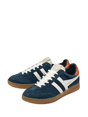 Gola Blue Mens Cyclone Suede Lace-Up Trainers - Image 2 of 4