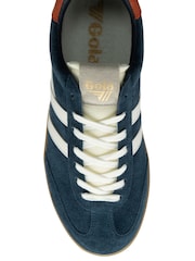 Gola Blue Mens Cyclone Suede Lace-Up Trainers - Image 3 of 4