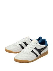 Gola White Mens Stadium Leather Lace-Up Trainers - Image 2 of 4