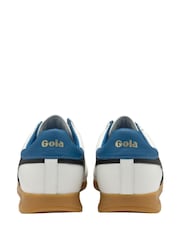 Gola White Mens Stadium Leather Lace-Up Trainers - Image 3 of 4