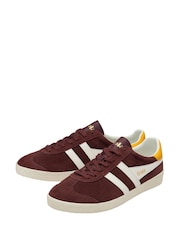 Gola Red Mens Medallist Suede Lace-Up Trainers - Image 2 of 4