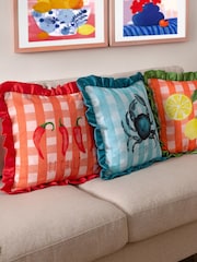 Furn Red Gingham Chilli Fibre Filled Cushion - Image 2 of 7