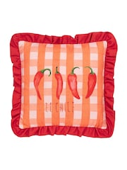 Furn Red Gingham Chilli Fibre Filled Cushion - Image 3 of 7