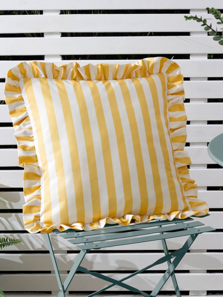 Furn Yellow Lottie Outdoor Fibre Filled Cushion - Image 1 of 5