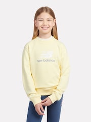 New Balance Yellow Kids French Terry Stacked Logo Crew Sweatshirt - Image 1 of 7