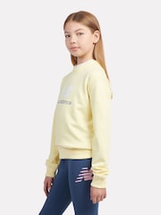 New Balance Yellow Kids French Terry Stacked Logo Crew Sweatshirt - Image 3 of 7