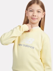 New Balance Yellow Kids French Terry Stacked Logo Crew Sweatshirt - Image 4 of 7