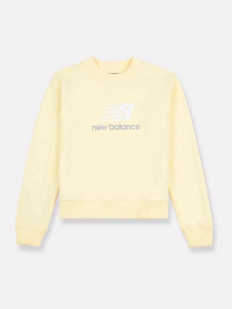 New Balance Yellow Kids French Terry Stacked Logo Crew Sweatshirt - Image 7 of 7