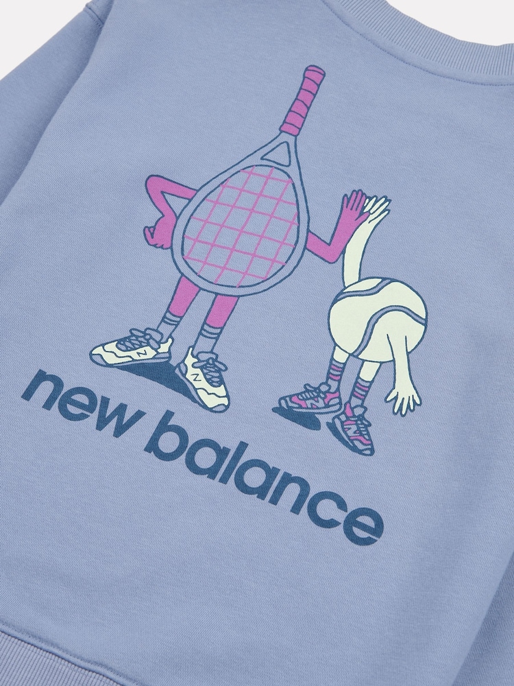 New Balance Blue Kids Athletics Tennis Cartoon Graphic Crew Top - Image 10 of 10