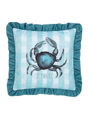 Furn Blue Gingham Crab Fibre Filled Cushion - Image 3 of 7