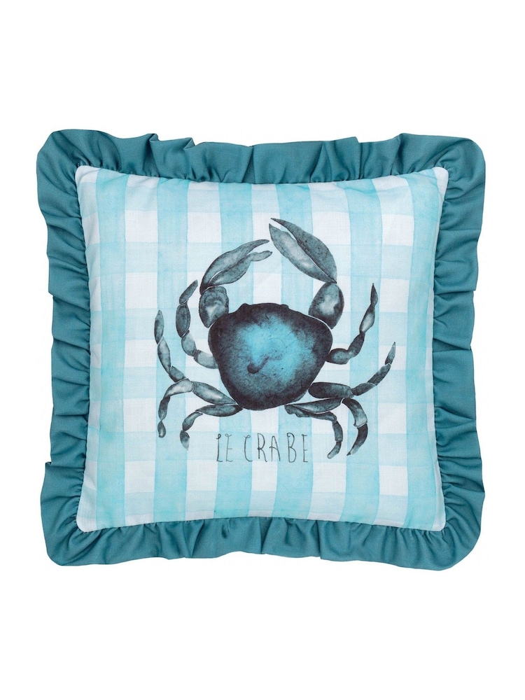 Furn Blue Gingham Crab Fibre Filled Cushion - Image 3 of 7