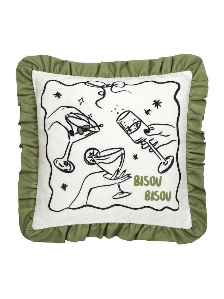 Furn Green Bisou Bisou Fibre Filled Cushion - Image 2 of 6