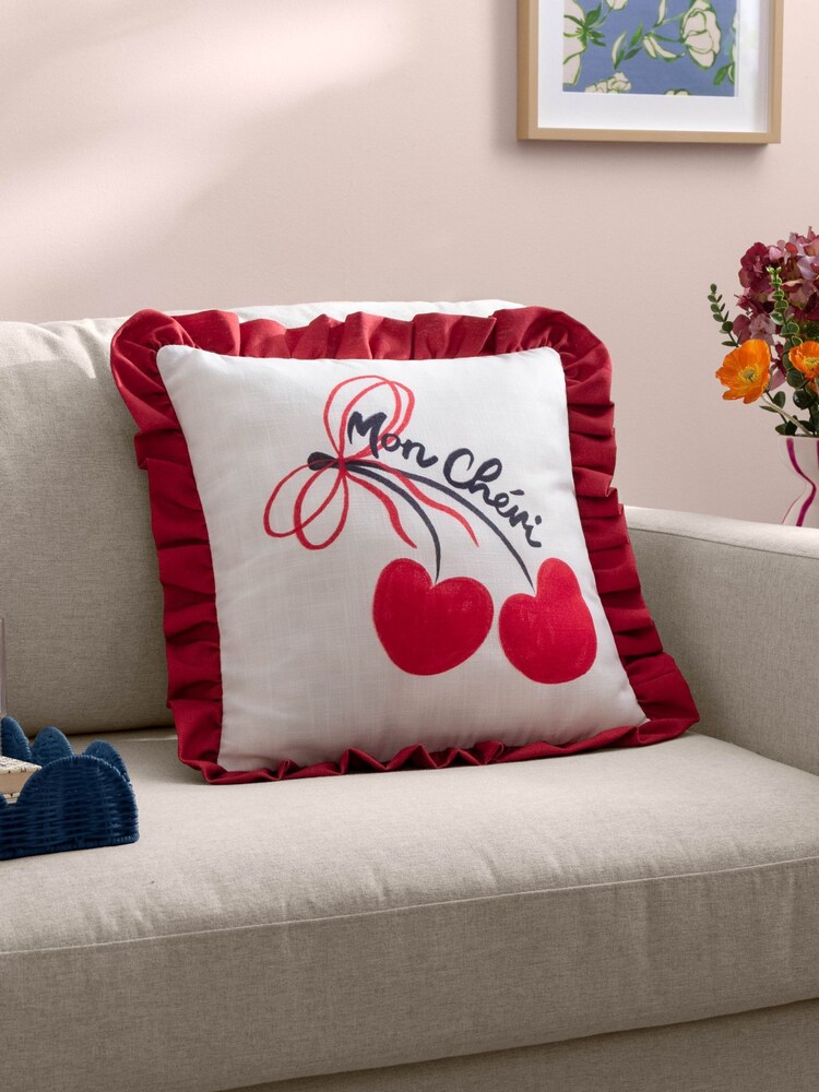 Furn Red Mon Cheri Fibre Filled Cushion - Image 1 of 6