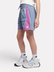 New Balance Blue Kids Panelled Woven Track Shorts - Image 2 of 8