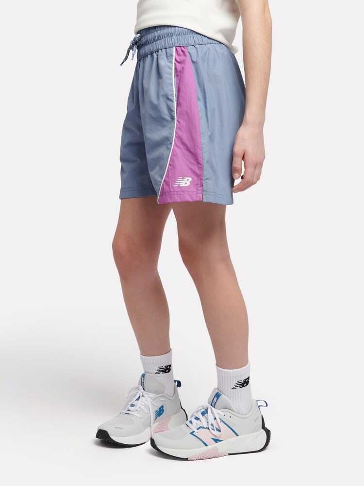 New Balance Blue Kids Panelled Woven Track Shorts - Image 2 of 8