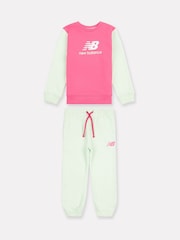 New Balance Green Kids Colourblock Crew & Joggers Set - Image 1 of 5