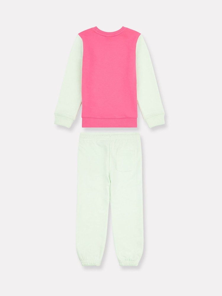 New Balance Green Kids Colourblock Crew & Joggers Set - Image 2 of 5