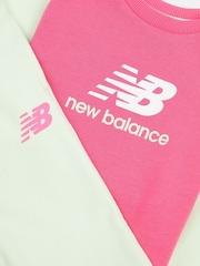 New Balance Green Kids Colourblock Crew & Joggers Set - Image 3 of 5