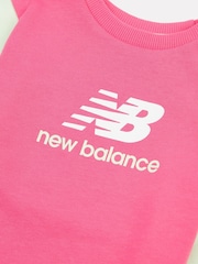 New Balance Green Kids Colourblock Crew & Joggers Set - Image 4 of 5