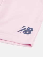 New Balance Pink Kids Zip Hoodie 100% Cotton Shorts & T-Shirt Set - Image 4 of 4