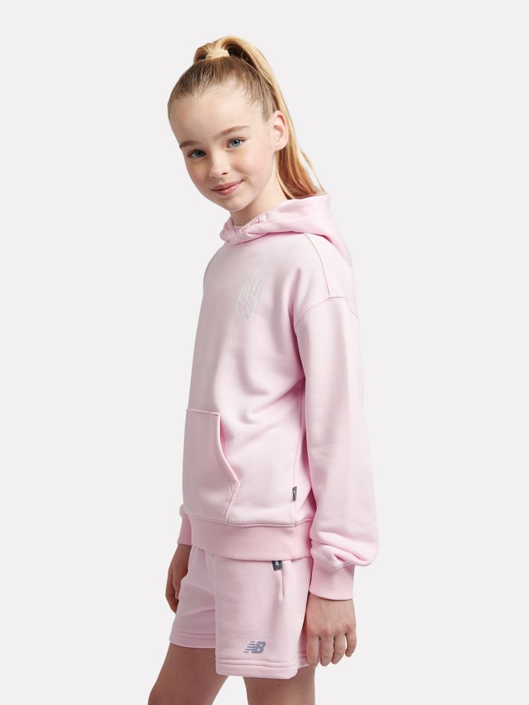 New Balance Pink Kids Peace Back Graphic FT Hoodie - Image 2 of 9
